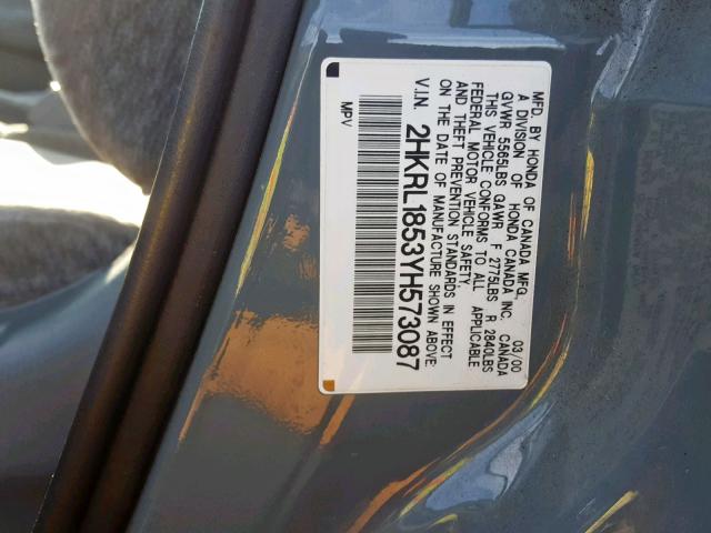 2HKRL1853YH573087 - 2000 HONDA ODYSSEY LX GRAY photo 10