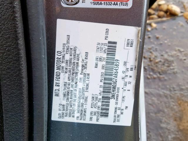 3MEHM0JG7AR645859 - 2010 MERCURY MILAN PREM ნაცრისფერი ფოტო 10