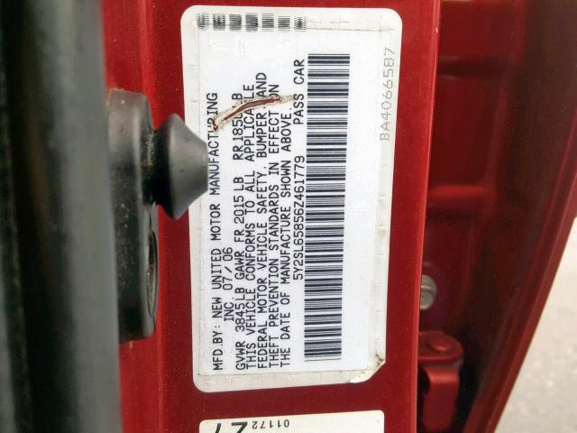 5Y2SL65856Z461779 - 2006 PONTIAC VIBE RED photo 10