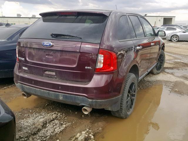 2FMDK3JC5BBB16345 - 2011 FORD EDGE SEL BURGUNDY photo 4