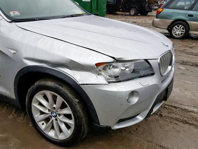 5UXWX9C52E0D14355 - 2014 BMW X3 XDRIVE2 ვერცხლისფერი ფოტო 9