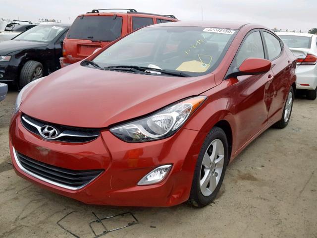 KMHDH4AE2CU255091 - 2012 HYUNDAI ELANTRA GL RED photo 2