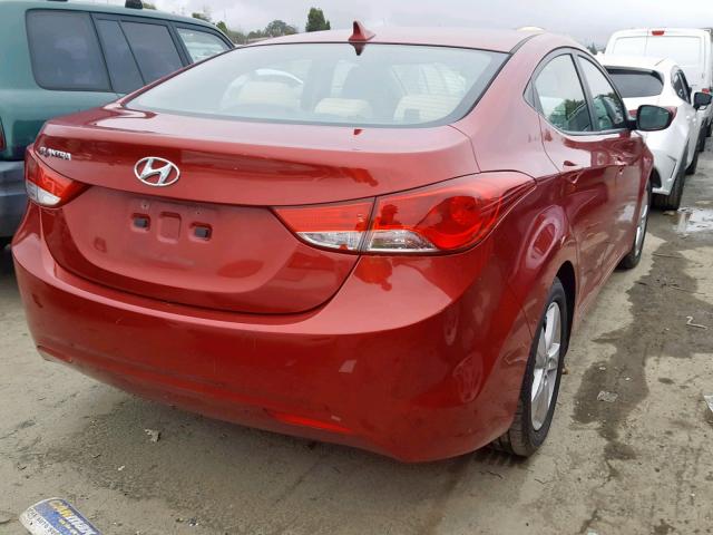 KMHDH4AE2CU255091 - 2012 HYUNDAI ELANTRA GL RED photo 4