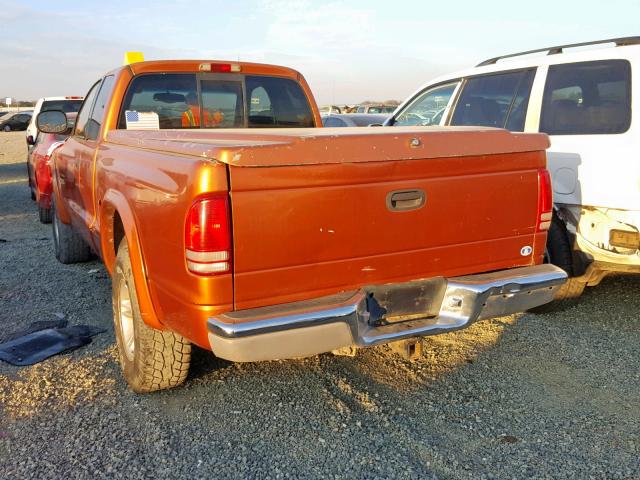 1B7GG22N9YS611661 - 2000 DODGE DAKOTA ORANGE photo 3