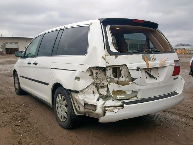 5FNRL38285B009480 - 2005 HONDA ODYSSEY LX WHITE photo 3