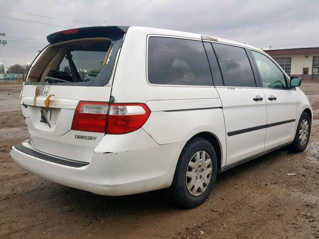 5FNRL38285B009480 - 2005 HONDA ODYSSEY LX WHITE photo 4