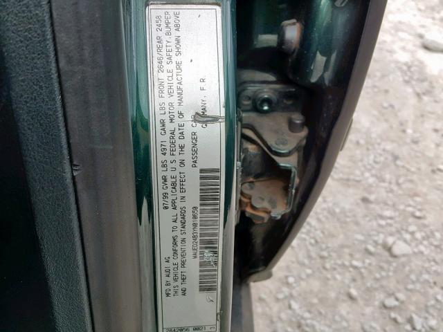 WAUED24B3YN010650 - 2000 AUDI A6 2.7T QU GREEN photo 10
