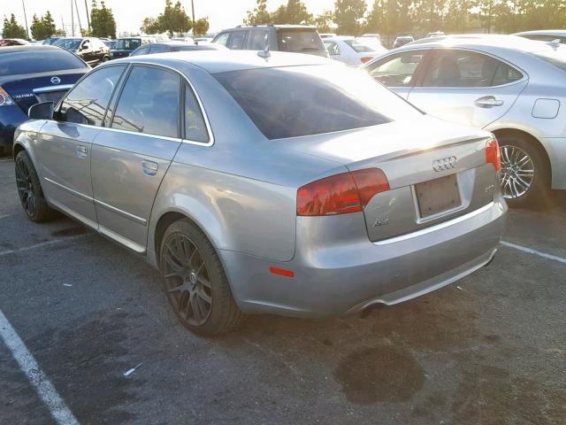 WAUAF78E28A138329 - 2008 AUDI A4 2.0T SILVER photo 3