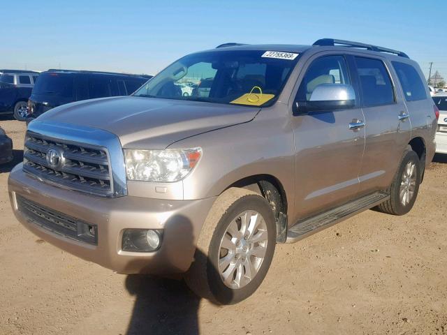 5TDBY67A48S014074 - 2008 TOYOTA SEQUOIA PL BEIGE photo 2