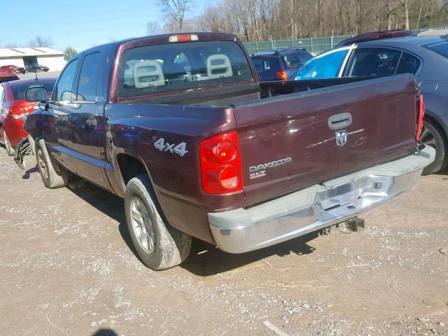 1D7HW48K45S271434 - 2005 DODGE DAKOTA QUA BURGUNDY photo 3