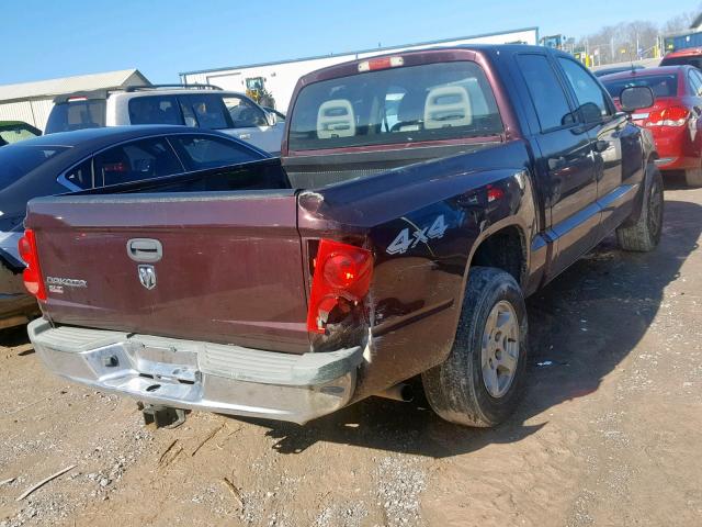 1D7HW48K45S271434 - 2005 DODGE DAKOTA QUA BURGUNDY photo 4