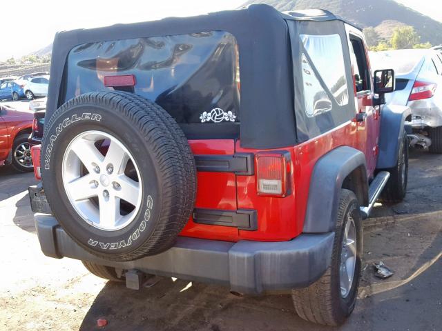 1J4FA24168L568649 - 2008 JEEP WRANGLER X RED photo 4