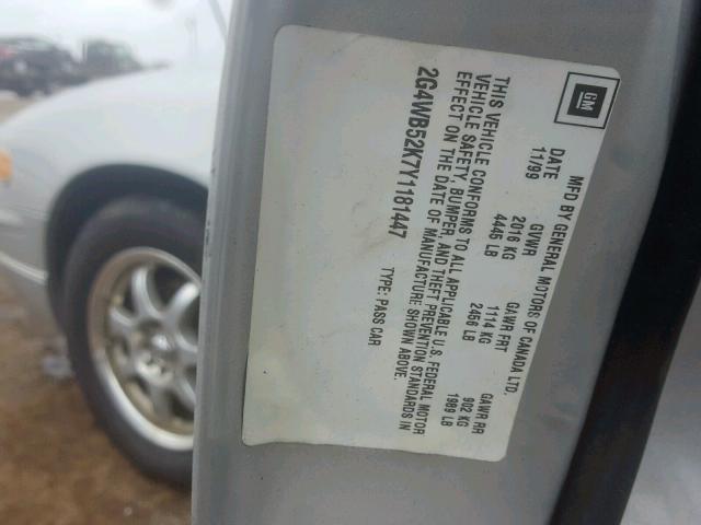 2G4WB52K7Y1181447 - 2000 BUICK REGAL LS SILVER photo 10