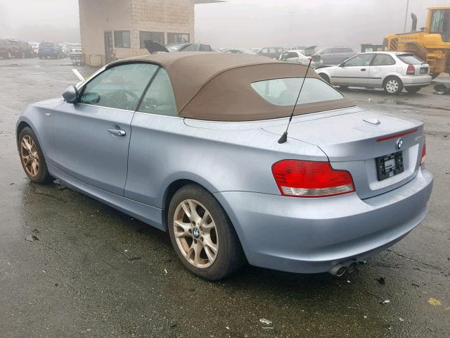 WBAUN13579VH81261 - 2009 BMW 128 I BLUE photo 3