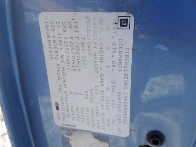 1G4CW53L4N1629997 - 1992 BUICK PARK AVENU ლურჯი ფოტო 10