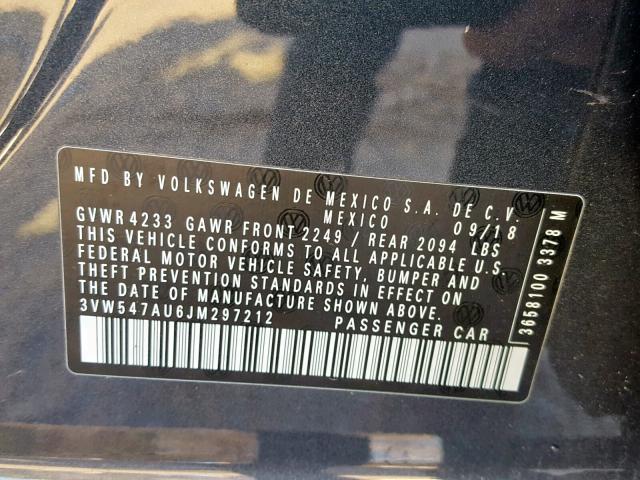 3VW547AU6JM297212 - 2018 VOLKSWAGEN GTI SPORT Boz foto 10