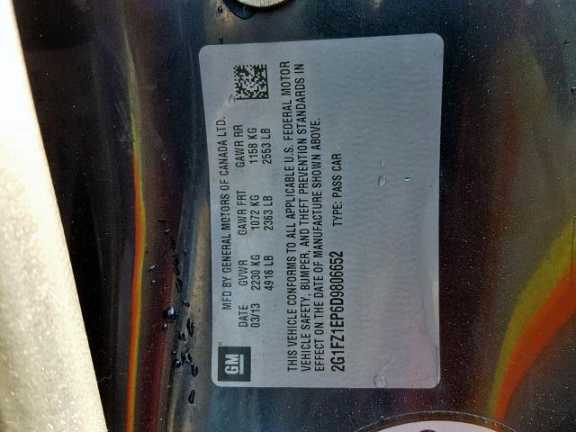 2G1FZ1EP6D9806652 - 2013 CHEVROLET CAMARO ZL1 黑色 照片 10