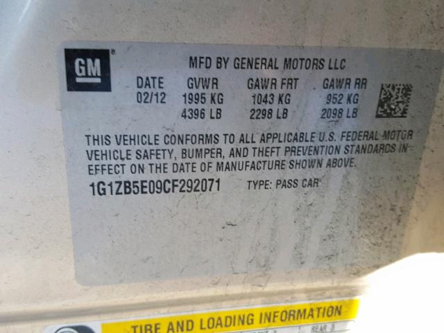 1G1ZB5E09CF292071 - 2012 CHEVROLET MALIBU LS RED photo 10