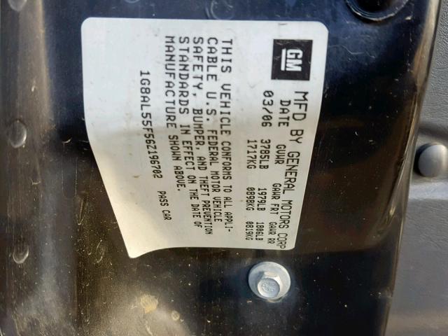 1G8AL55F56Z196702 - 2006 SATURN ION LEVEL CHARCOAL photo 10