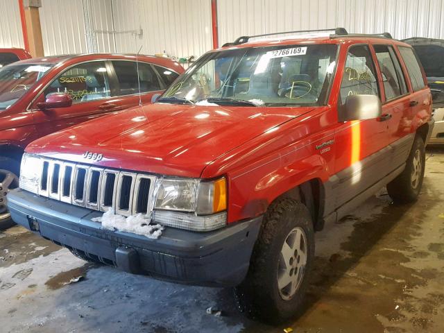 1J4GZ58S6SC779312 - 1995 JEEP GRAND CHER RED photo 2