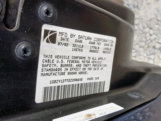 1G8ZY12772Z290648 - 2002 SATURN SC2 Blau Foto 10