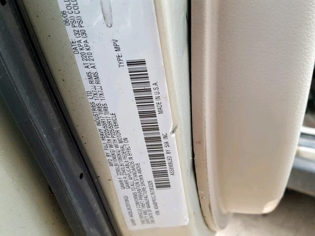 4S4BP61C767363326 - 2006 SUBARU LEGACY OUT BEIGE photo 10