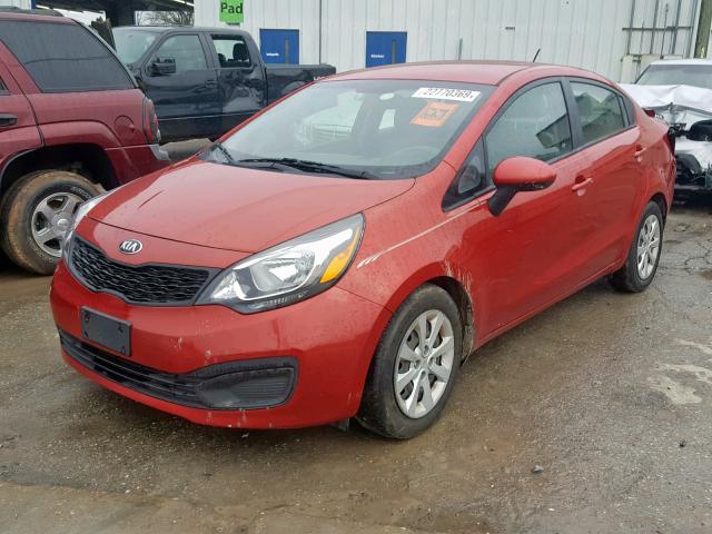 KNADM4A39E6407841 - 2014 KIA RIO LX RED photo 2