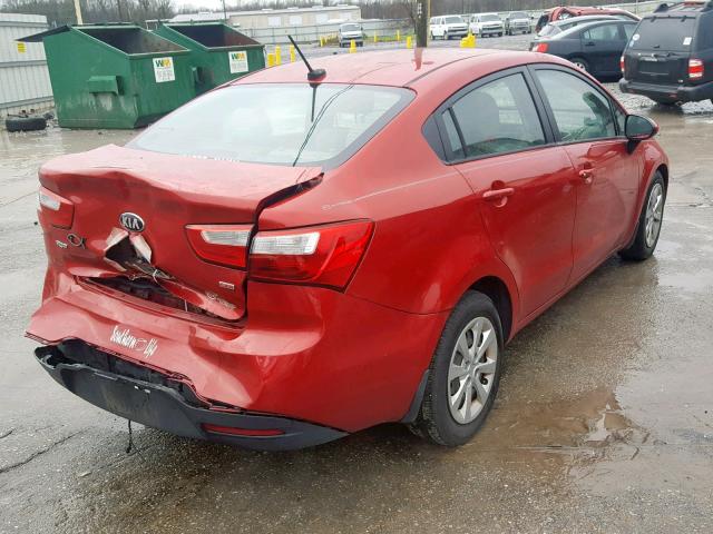 KNADM4A39E6407841 - 2014 KIA RIO LX RED photo 4