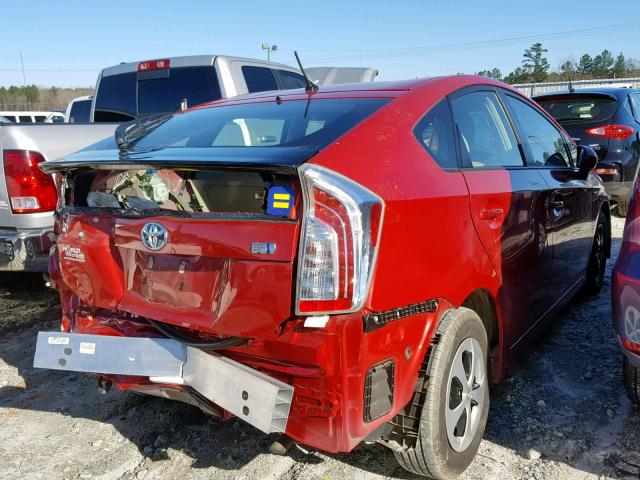 JTDKN3DU8D5627059 - 2013 TOYOTA PRIUS RED photo 4