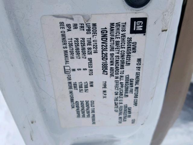 1GNDV23L25D188547 - 2005 CHEVROLET UPLANDER L Ağ foto 10