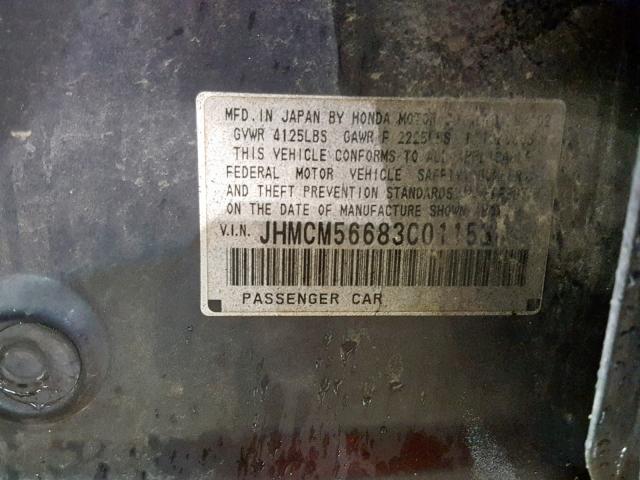 JHMCM56683C011534 - 2003 HONDA ACCORD EX BLUE photo 10