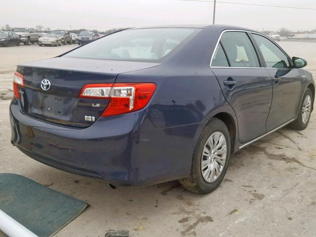 4T1BD1FK4EU116759 - 2014 TOYOTA CAMRY HYBR BLUE photo 4