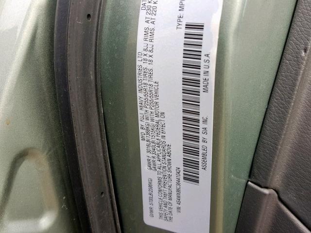 4S4WX86C364410424 - 2006 SUBARU B9 TRIBECA GRAY photo 10