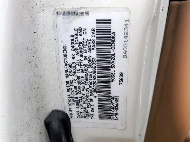 4T1BG22K5XU862353 - 1999 TOYOTA CAMRY CE WHITE photo 10