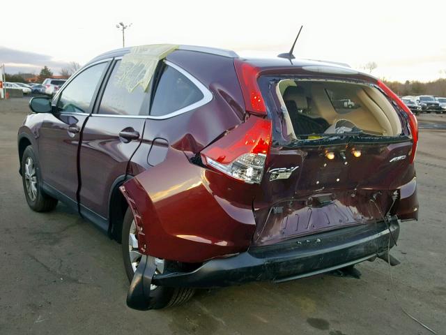 5J6RM4H73DL001677 - 2013 HONDA CR-V EXL BURGUNDY photo 3