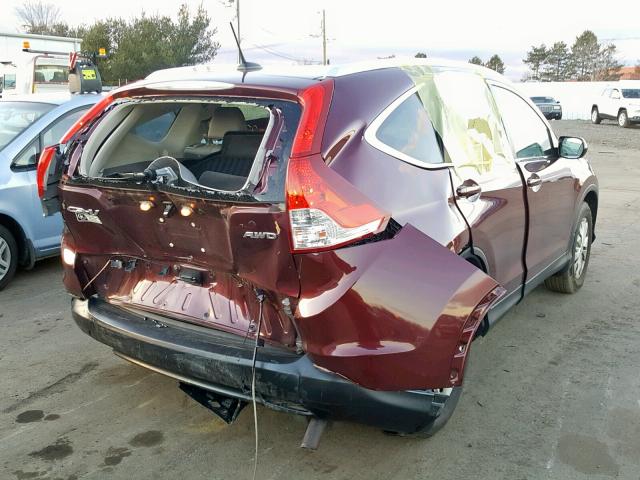 5J6RM4H73DL001677 - 2013 HONDA CR-V EXL BURGUNDY photo 4