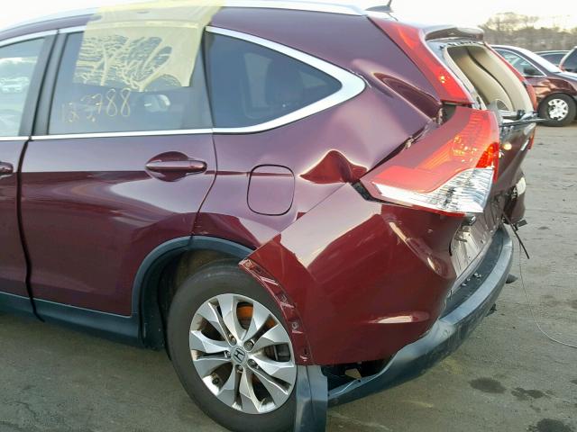 5J6RM4H73DL001677 - 2013 HONDA CR-V EXL BURGUNDY photo 9