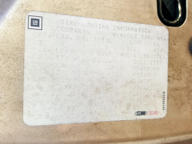 1G3AG55M7R6400124 - 1994 OLDSMOBILE CUTLASS CI GOLD photo 10