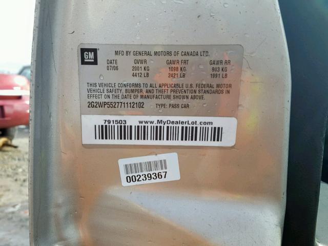 2G2WP552771112102 - 2007 PONTIAC GRAND PRIX SILVER photo 10
