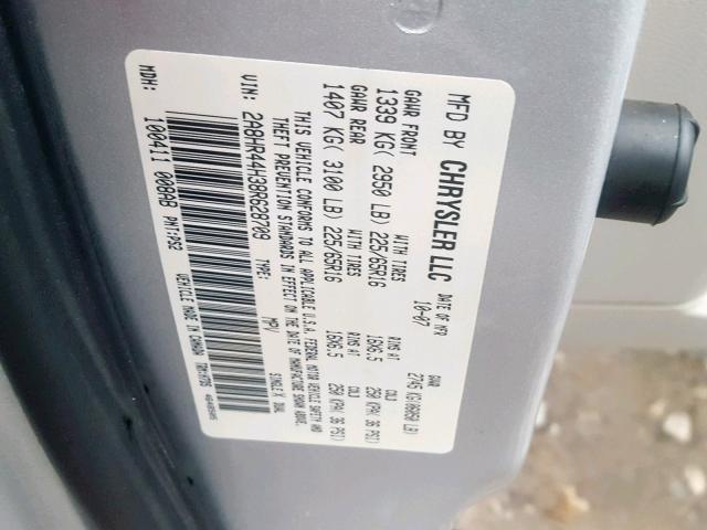 2A8HR44H38R628709 - 2008 CHRYSLER TOWN & COU ვერცხლისფერი ფოტო 10