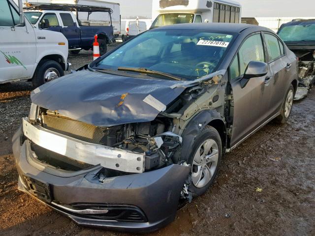 2HGFB2F53DH566367 - 2013 HONDA CIVIC LX GRAY photo 2