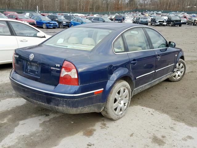 WVWTH63B82E001408 - 2002 VOLKSWAGEN PASSAT GLX BLUE photo 4