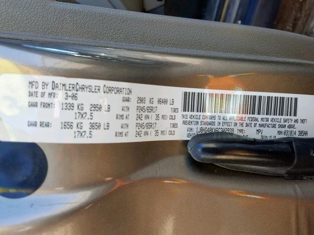 1J8HG48KX6C302939 - 2006 JEEP COMMANDER GRAY photo 10