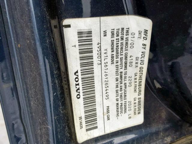 YV1LS61J6Y2654495 - 2000 VOLVO S70 BASE BLUE photo 10