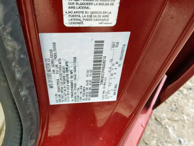 2FMDA52294BA38014 - 2004 FORD FREESTAR S BURGUNDY photo 10