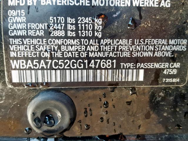 WBA5A7C52GG147681 - 2016 BMW 528 XI შავი ფოტო 10