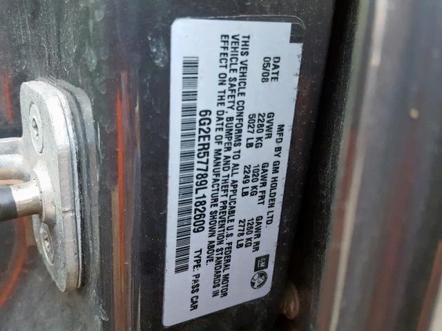 6G2ER57789L182609 - 2009 PONTIAC G8 BLACK photo 10