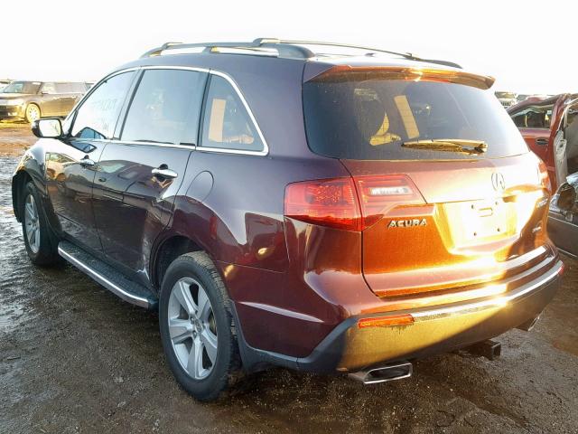 2HNYD2H25AH505404 - 2010 ACURA MDX MAROON photo 3