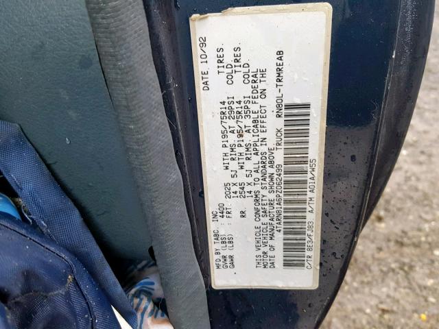 4TARN81A6PZ062499 - 1993 TOYOTA PICKUP 1/2 BLUE photo 10