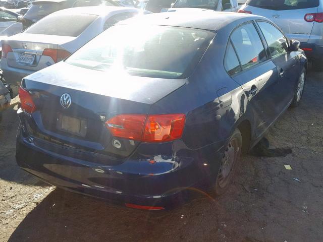 3VW2K7AJXCM394561 - 2012 VOLKSWAGEN JETTA BASE Կապույտ լուսանկար 4